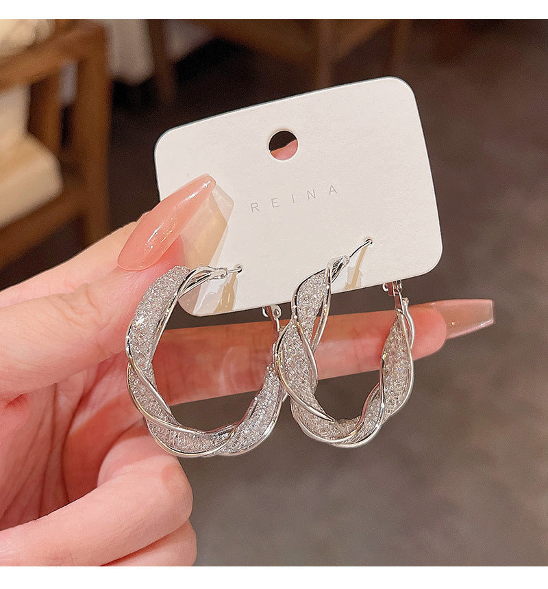 Mesh Crystal Sterling Silver Earrings