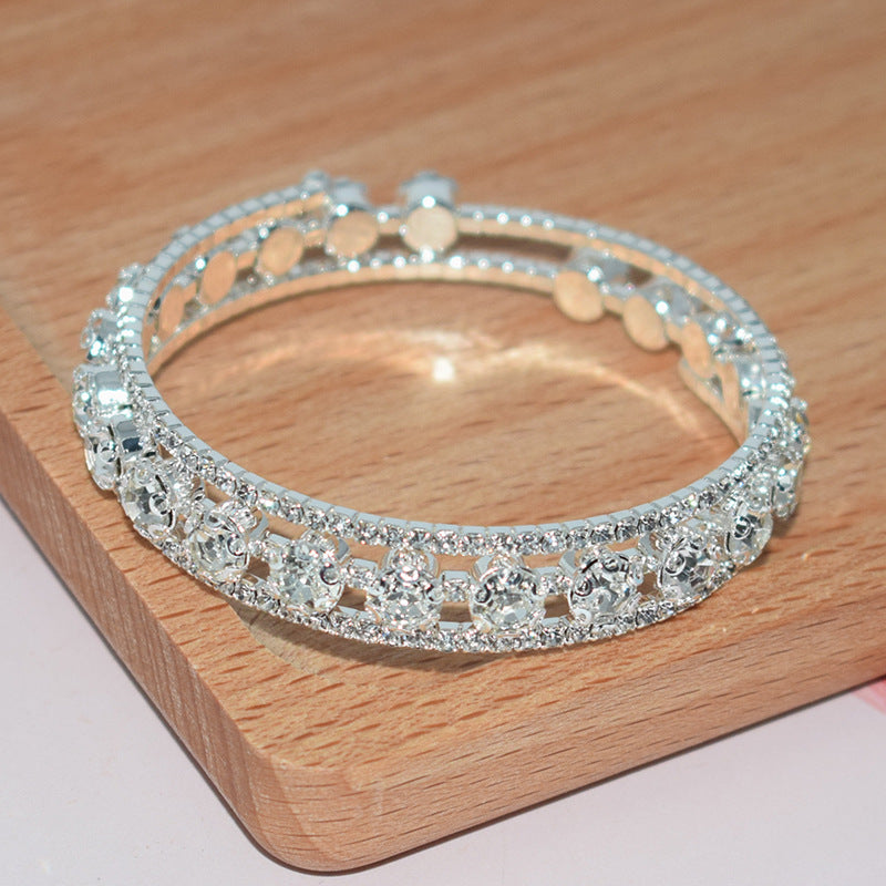 Full Rhinestone Wrapped Open Bracelet For Women