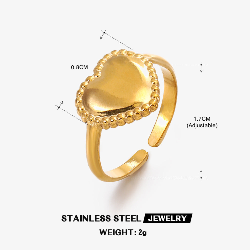 Fashion Adjustable Stainless Steel Heart Ring