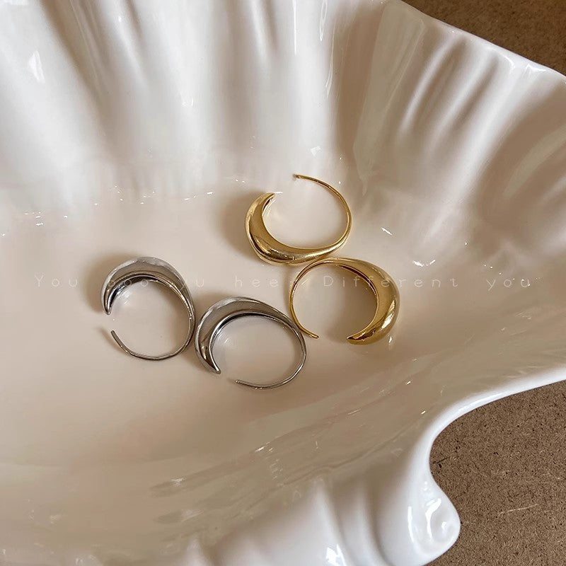 Minimalist Metallic Teardrop Versatile Temperament C-shaped Hoop Earrings