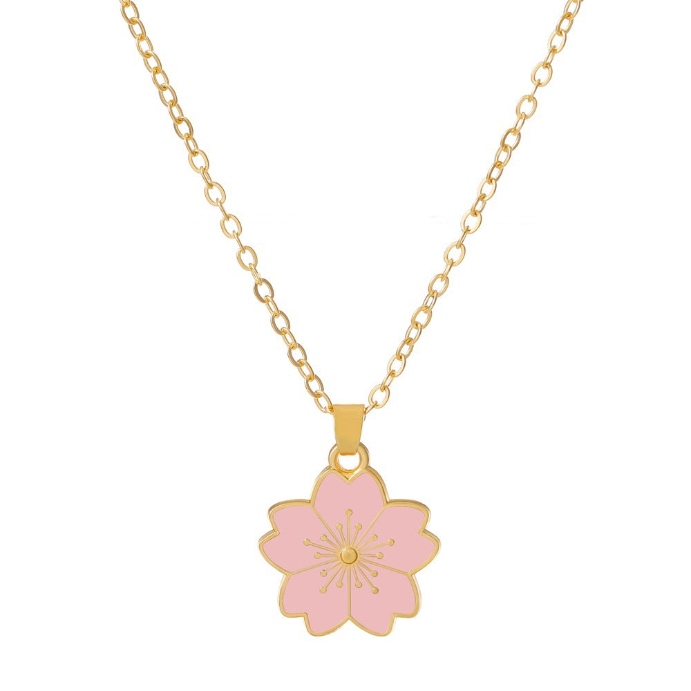Simple Cherry Blossom Pendant Necklace For Women