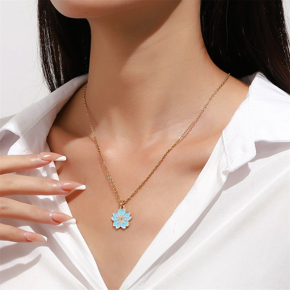 Simple Cherry Blossom Pendant Necklace For Women