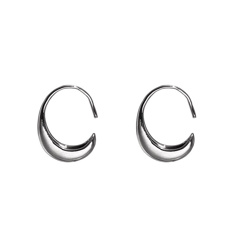 Minimalist Metallic Teardrop Versatile Temperament C-shaped Hoop Earrings