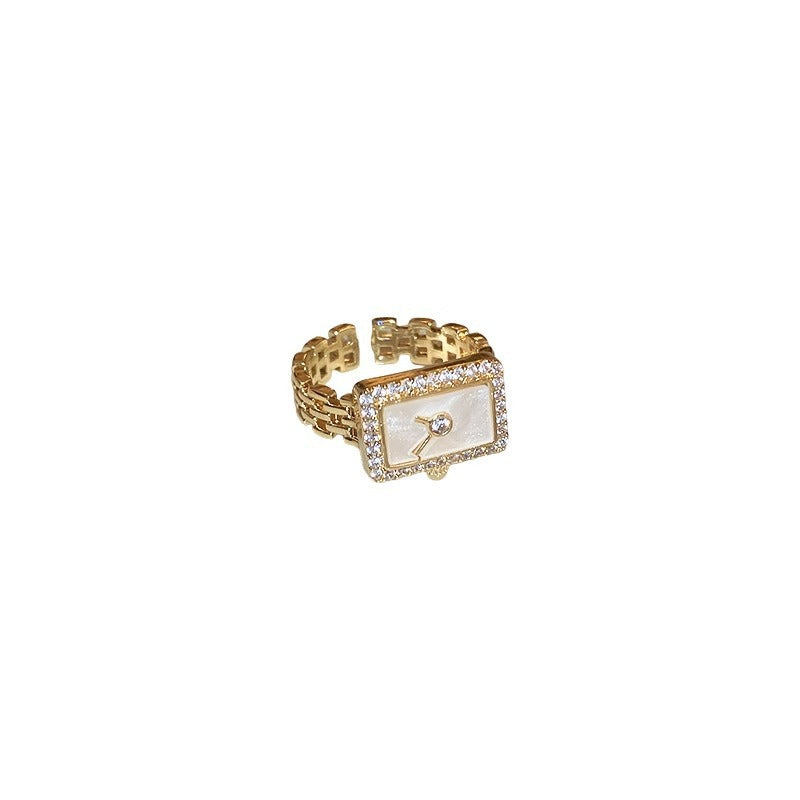 Niche High-end Minimalist Zircon Geometric Open Ring