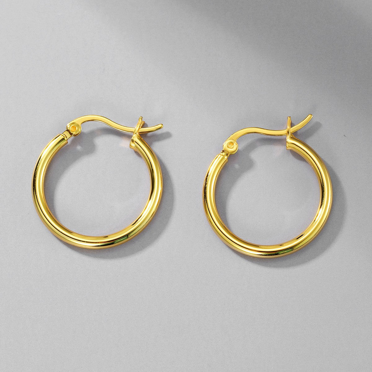 Stainless Steel Earrings Hoop Circle Women Gold