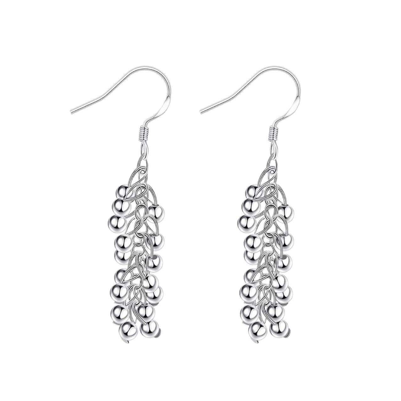 Silver Light Beads String Earrings Outside Women