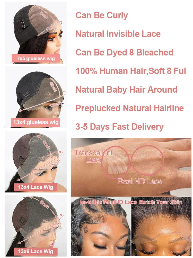 Water Wave Glueless Wig Wear and Go Deep Wave 13x4 13x6 Hd Lace Front Human Hair Wig 250% Curly Human Hair Wigs 7x5 Closure Wig