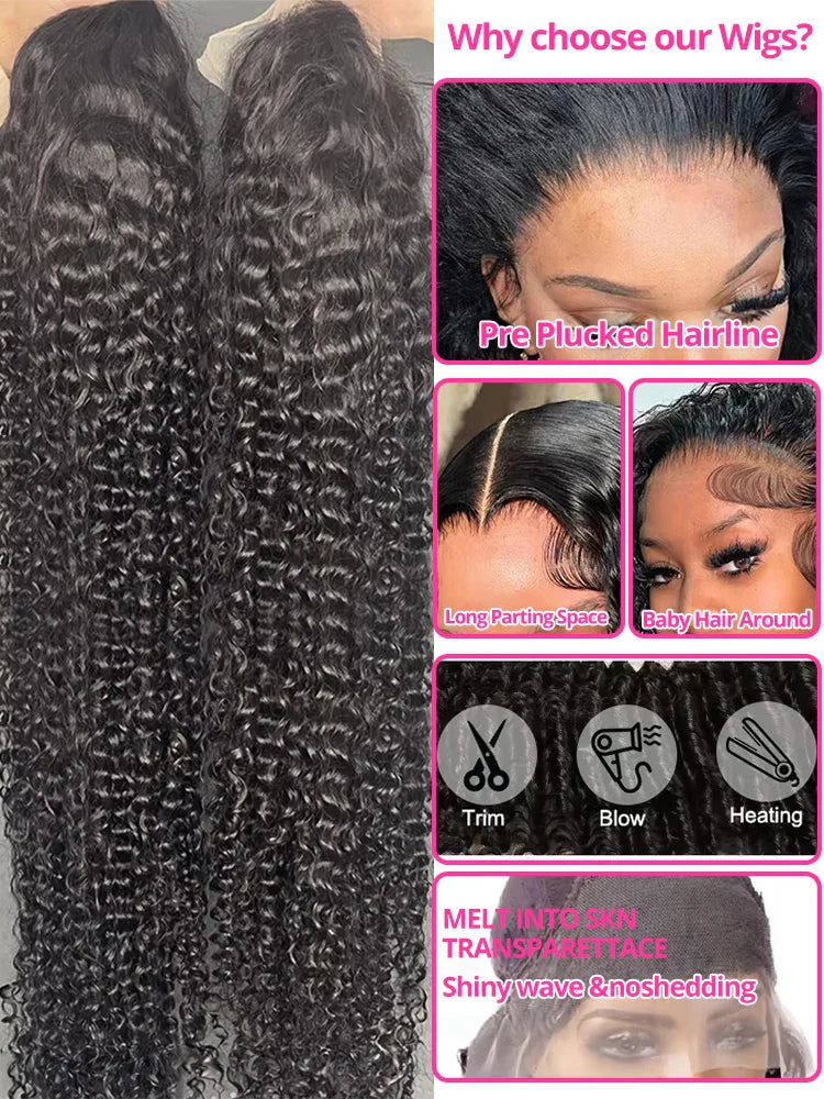 CEXXY 250% High Density Loose Deep Wave 30 40 46Inch 13x6 13x4 HD Lace Frontal Human Hair Wig Brazilian Raw Curly Wigs For Women