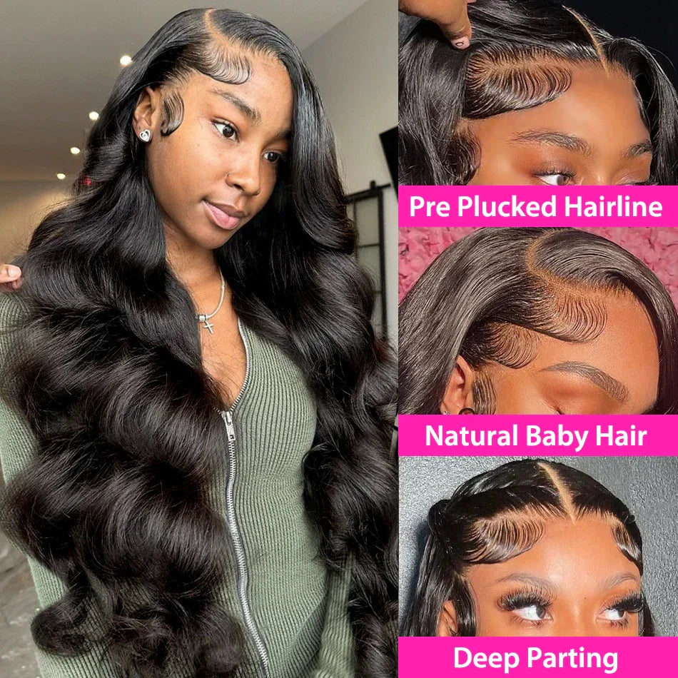 40 Inch Body Wave 13x6 HD Lace Frontal Wigs Human Hair Wig 13x4 360 Hd Lace Front Wig For Black Women Pre Plucked Brazilian Hair
