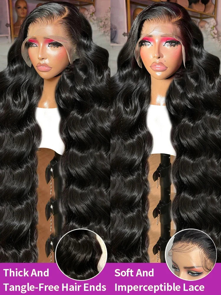 200 250 Density Brazilian Glueless 13x6 13x4 Body Wave Wig Lace Front 30 40 Inch Human Hair Pre Plucked HD Lace Frontal Wigs