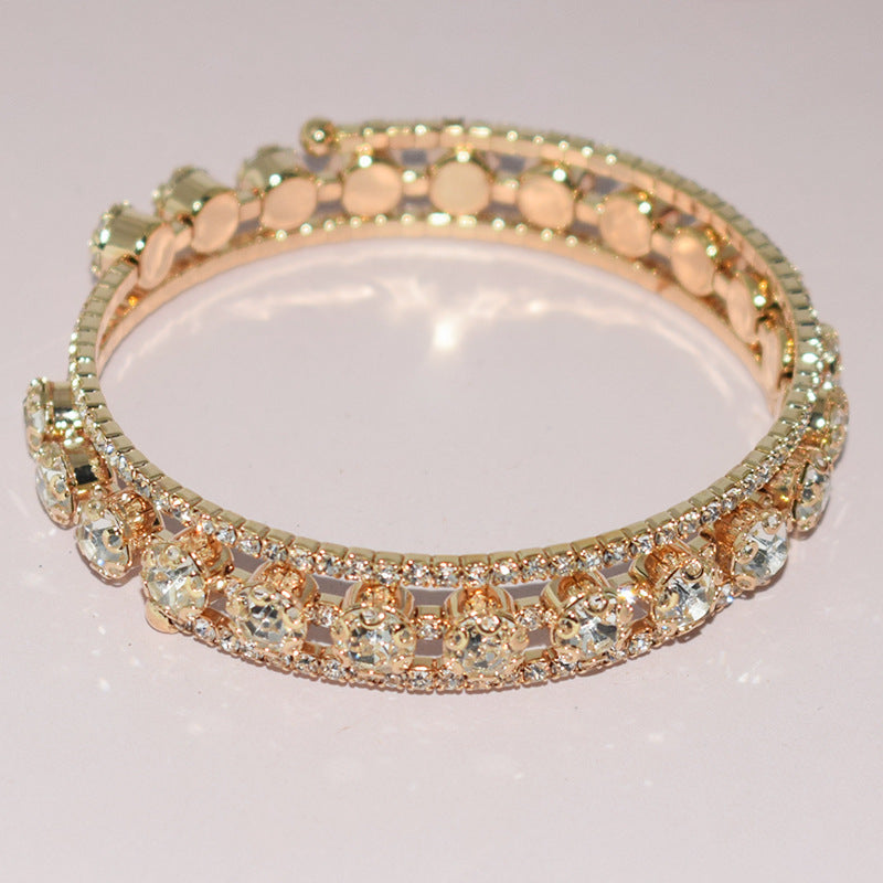 Full Rhinestone Wrapped Open Bracelet For Women