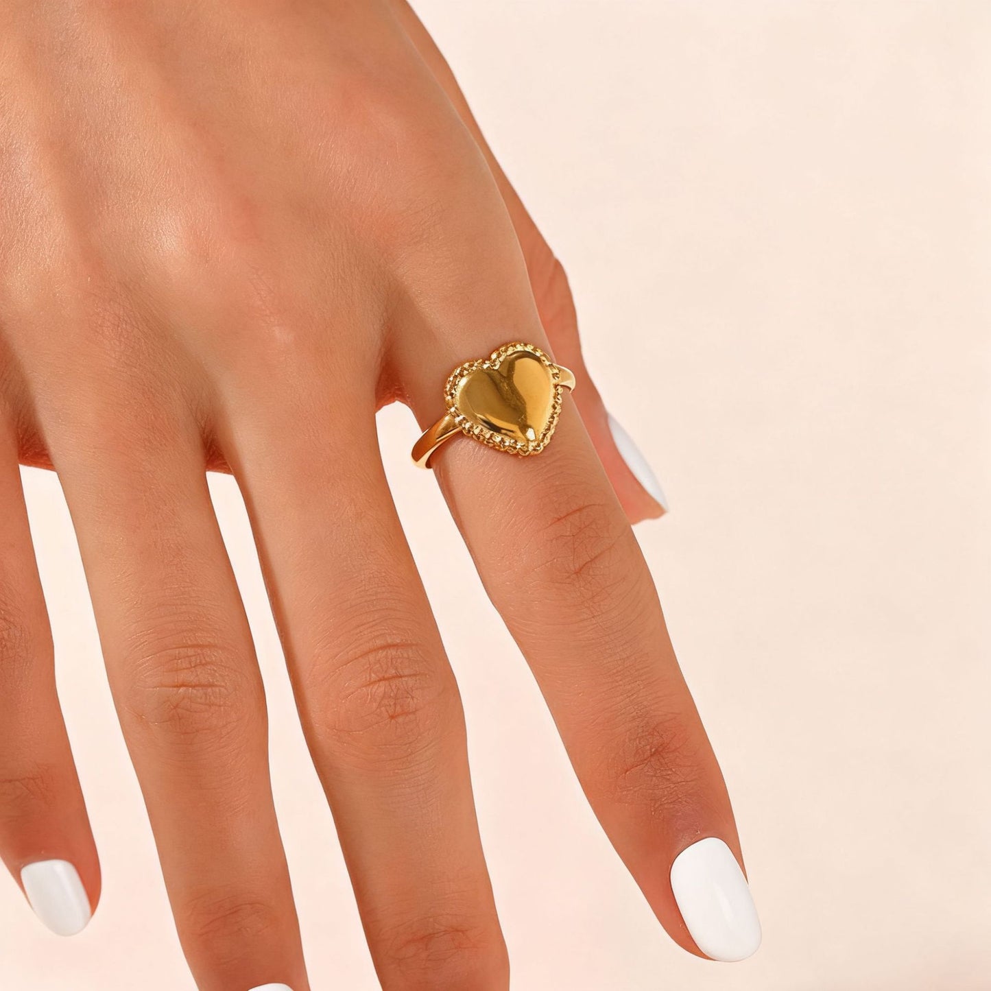 Fashion Adjustable Stainless Steel Heart Ring